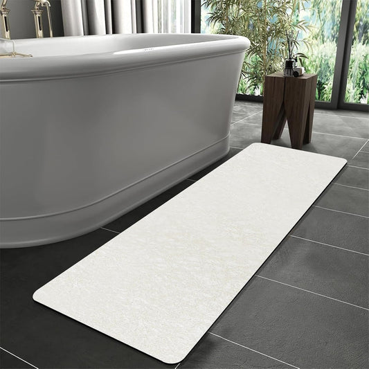 Diatomaceous Earth Bath mat Bathroom Rugs Super Absorbent Quick Dry Non Slip Bath Mat Thin Bathroom Floor Mats Fit Under Door-Shower Rug for in Front of Bathtub Shower, Beige, 23.6"x66.9"