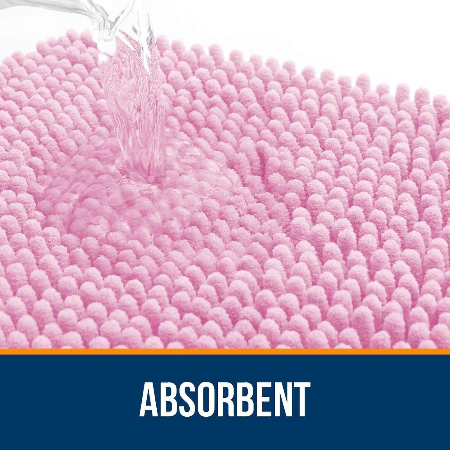 OLANLY Bathroom Rugs 70x46, Extra Soft Absorbent Chenille Bath Rugs, Rubber Backing Quick Dry, Machine Washable Bath Mats for Bathroom Floor, Tub and Shower, Home Decor Accessories, Pink