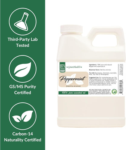 16 fl oz - Peppermint Essential Oil 100% Pure, Uncut, 16 fl oz - GreenHealth