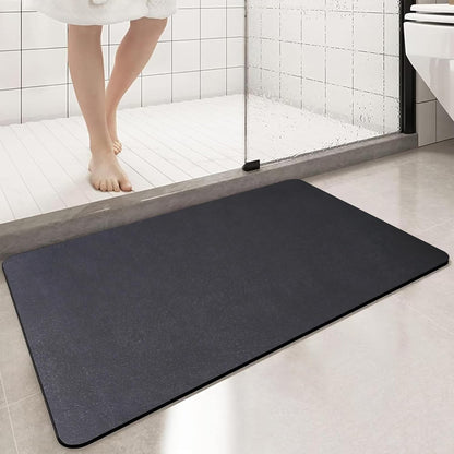 Diatomaceous Earth Bath mat Bathroom Rugs Super Absorbent Quick Dry Non Slip Bath Mat Thin Bathroom Floor Mats Fit Under Door-Shower Rug for in Front of Bathtub Shower, Dark Grey, 19.6"x31.5"