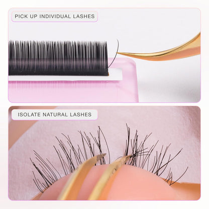 Curacoro Lash Tweezer - Professional & Precision Fiber Tip Grip Lash Tweezers for Eyelash Extensions, Multi Shapes & Purposes Tweezers for Volume, Isolation & Classic Lashes (Silver, Girl Boss)