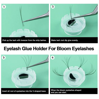 Fenshine 300 PCS Eyelashes Extension Volume Lashes Fan Quick Blossom Cups Lash Glue Holder and Lash Organizer Supplies Tools for Eyelash Extension Supply