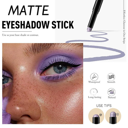 Cream Eyeshadow Stick, Matte Eye Shadow Stick Waterproof Neutral Nude Eyeliner Pencil Crayon Long-Lasting Eye Highlighter Makeup for Older Women Easy to Use High Pigmented, 20 Periwinkle