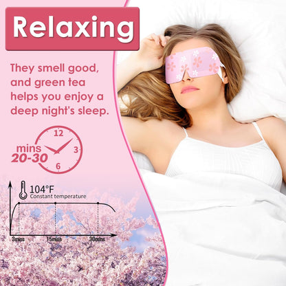 Steam Eye Mask 20 Packs, Self Heating Sleep Mask for Dry Eyes, Fatigue, Dark Circles, Comfortable Moist Warming Eye Mask, Disposable Heated Eye Mask, Gift for Women, Men, Mum, Dad (Cherry Blossoms)
