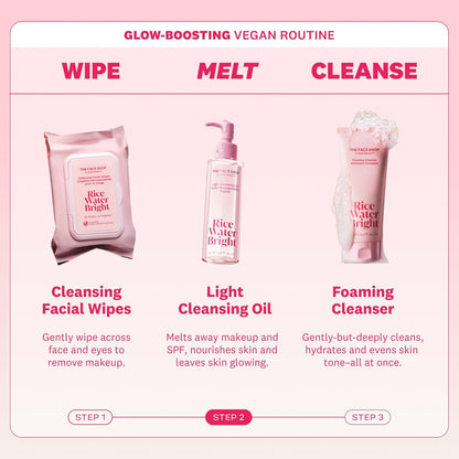 The Face Shop Rice Water Bright Light Facial Cleansing Oil, Daily Makeup Remover, Oil Cleanser, Vegan, Korean Skin Care with Jojoba Oil, Face Pore Cleanser, 150ml