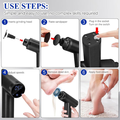 Upgraded Electric Callus Remover for Feet 4500rpm, Adjustable Speed Electric Foot Callus Remover Foot Sander Grinder Pedicure File for Women Men Dead Skin Cracked Heels (Black)