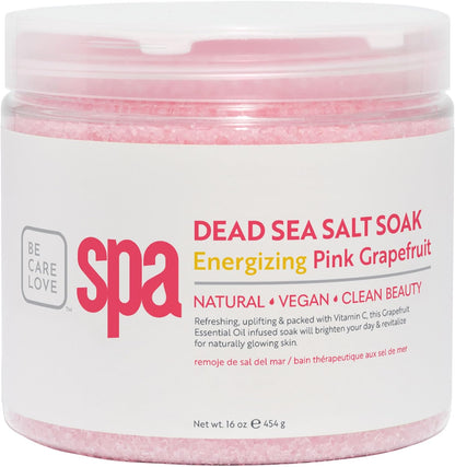 Be Care Love Spa: BCL SPA Energizing Pink Grapefruit Dead Sea Salt Soak with Organic Pink Grapefruit and Organic Argan Oil Made In USA 16 oz