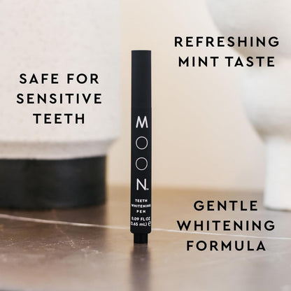 MOON Teeth Whitening Pen - Gentle on Sensitive Teeth, Whitens with Antioxidants & Essential Oils - Vegan Whitening Gel in an Easy Applicator - Vanilla Mint