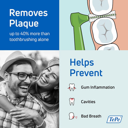 TePe Interdental Brush Angle, Angled Dental Brush for Teeth Cleaning, Pack of 25, 0.40 mm, Extra-Small/Small Gaps, Pink, Size 0