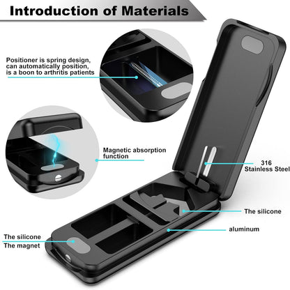 Pill Cutter with Auto Centering Device, Aluminum Pill Splitter with 316L Stainless Blade, Genuine Leather Case, Professional Pill Splitter for Cutting Small Pills or Large Pills (Black)