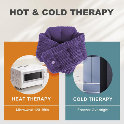 uncn Microwavable Heating Pads for Neck and Shoulders Pain Relief Microwave Heat Pack Versatile Weighted Moist Heated Neck Wrap Reusable Herbal Nature Calming Beanbag Warm Compress 29X7 in 2.4Pounds