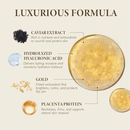 BIOCHEM Golden Placenta Ultra Essence - Placenta Face Serum with Gold Foil, Anti-aging, Hydrating, Firming, Wrinkles, Fine Lines and Skin Tone, Gentle Skincare for Fragrance-Free(4.06 fl. oz / 120 mL)