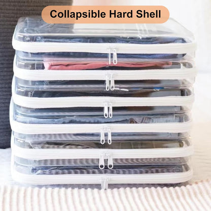 3PCS Clear Zipper Cases, Portable Clear Organizer Pouches for Travel, Double Zippered Hard Shell Plastic Case, Cosmetic Bag for Make Up Tools, Toiletries, Toy Storage(White,2 Pack)