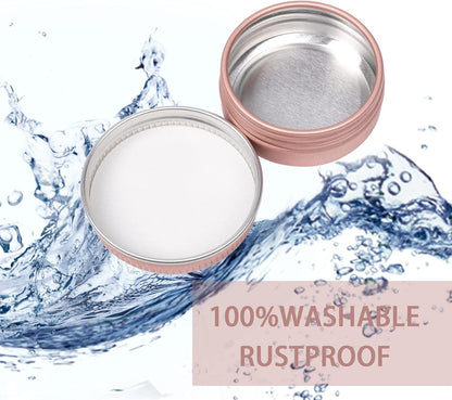 0.5 oz Screw Top Aluminum Tin Jar with Screw Lid and Blank Labels (Rose Gold - Pack of 32)