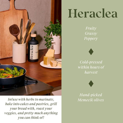 Heraclea - The Pairing - Organic Extra Virgin Olive Oil - Cold Pressed - Organic Olive Oil - Cold Pressed EVOO - Polyphenol Rich EVOO - 16.9 oz Bottles