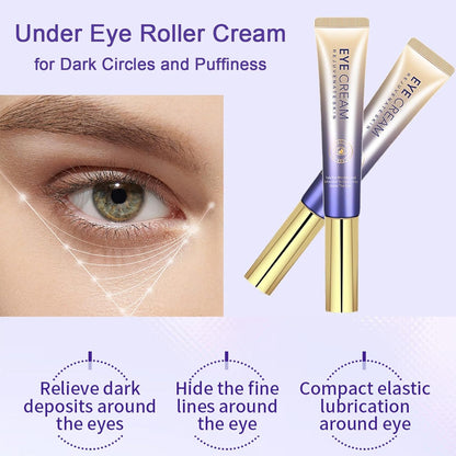 Under Eye Roller Cream For Dark Circles And Puffiness, Under Eye Cream With 360° Massage Ball Reduce Wrinkles, Dark Circle Eye Cream Tightens Under Eye Bags And Puffiness for Women