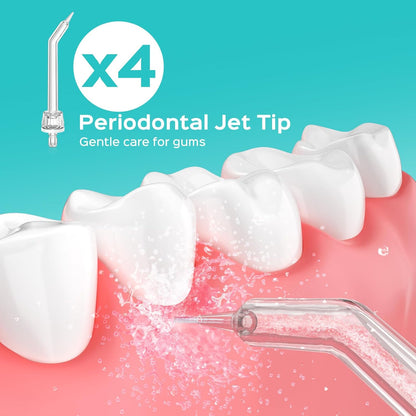 COSLUS Original Water Flosser Replacement Tips: Replacement Heads Compatible with COSLUS, Aquasonic, Nicwell, Oralfree, WELLFINE, Hangsun, Tovendor Water Dental Pick, Accessory, 4 Periodontal Jet Tips