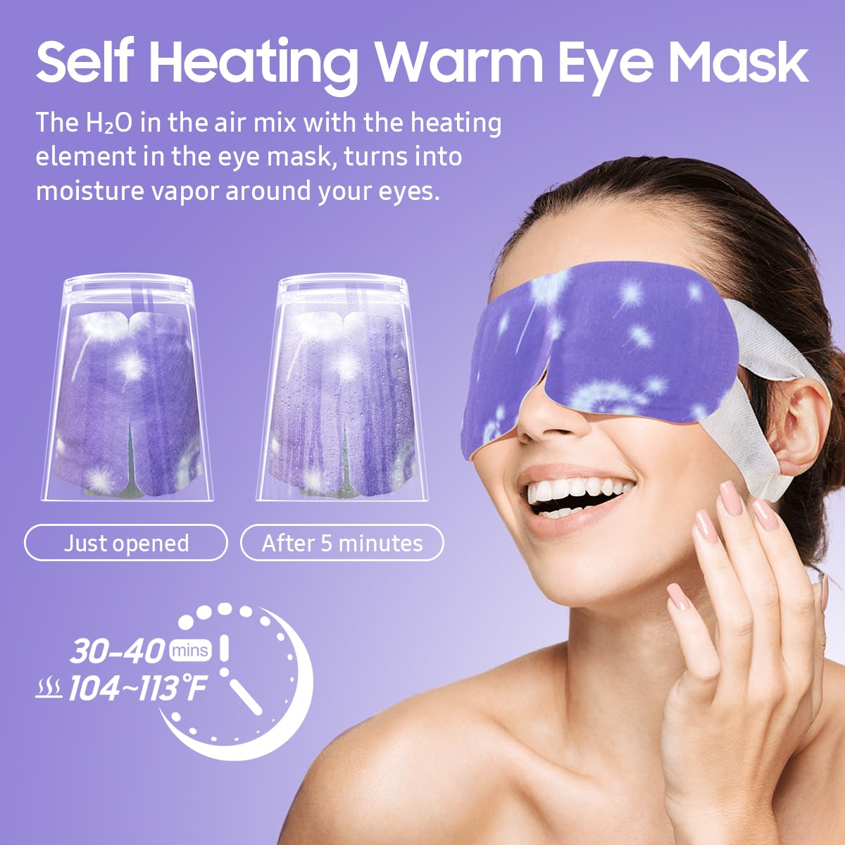 Steam Eye Mask, 10 Packs Heated Eye Mask, Self Heating Disposable SPA Warm Compress for Eyes Sleep Mask, Soothing Moist Heat Eye Masks, Travel Essentials & Relaxation Gifts (Lavender Scent)