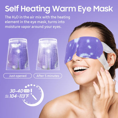 Steam Eye Mask, 10 Packs Heated Eye Mask, Self Heating Disposable SPA Warm Compress for Eyes Sleep Mask, Soothing Moist Heat Eye Masks, Travel Essentials & Relaxation Gifts (Lavender Scent)
