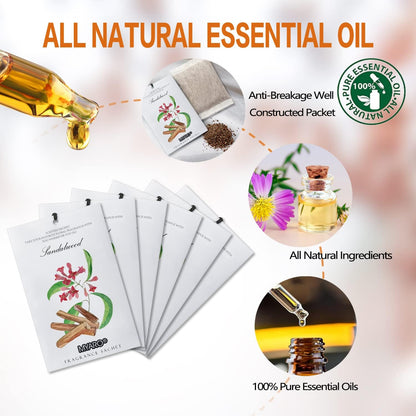 MYARO Scented Sachet House Air Freshener - 12 Pack Long Lasting Sandalwood Fragrance Deodorizer for Home Closet Drawer Car