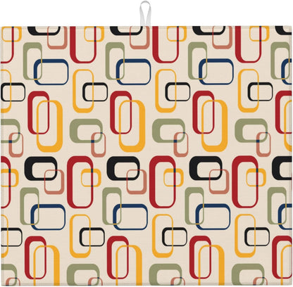 Mid Century Modern Retro Dish Drying Mat for Kitchen Counter Washable Absorbent Reversible Microfiber Vintage Decorative Drying Pad Kitchen Accessories 16x18 Inch