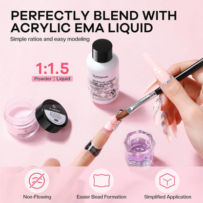 Acrylic Nail Kit for Beginners: Clear Pink Acrylic Powder Set Professional Nails Kit Acrylic Set with UV Light and Glitter Powder for Home DIY