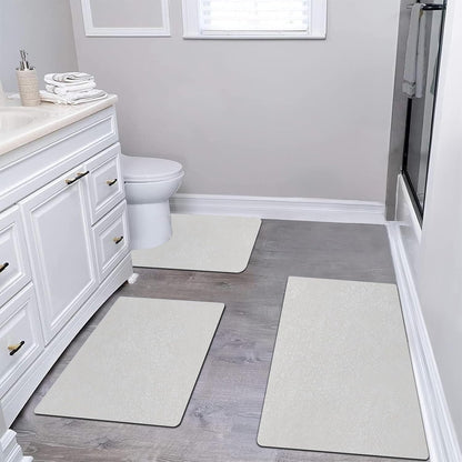 Diatomaceous earth bath mat Bathroom Rugs Sets 3 Piece Super Absorbent Quick Dry Bath Mats, Rubber Non Slip Shower Mat and Toilet Mat U Shape, Shower Rug for in Front of Bathtub Shower, Grey