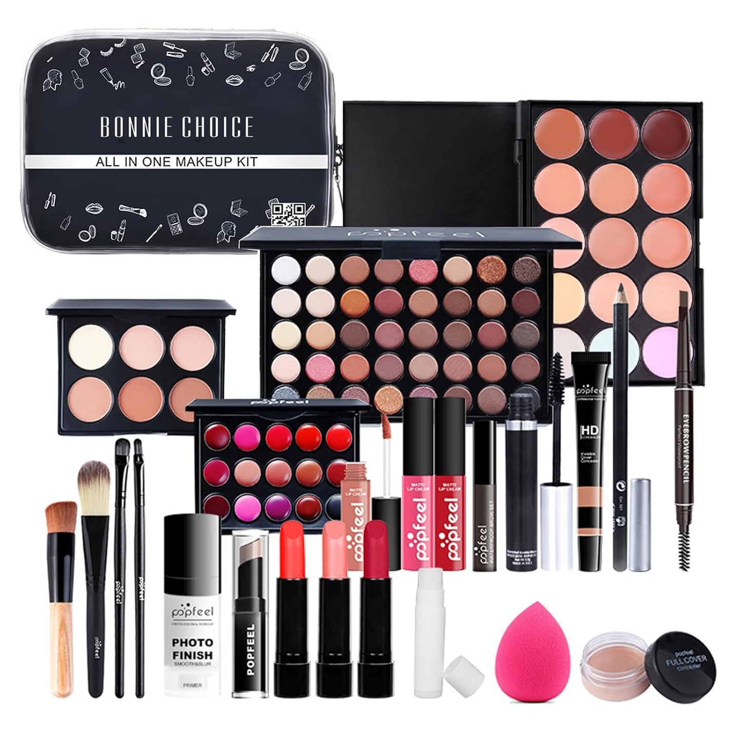 BONNIE CHOICE All-in-one Makeup Kit for Women Full Kit, Mother's Day Gifts Include Makeup Brush, Eyeshadow Palette, Lip Gloss Set, Lipstick, Blush, Foundation, Concealer, Mascara, Eyebrow Pencil