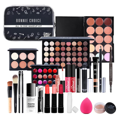 BONNIE CHOICE All-in-one Makeup Kit for Women Full Kit, Mother's Day Gifts Include Makeup Brush, Eyeshadow Palette, Lip Gloss Set, Lipstick, Blush, Foundation, Concealer, Mascara, Eyebrow Pencil