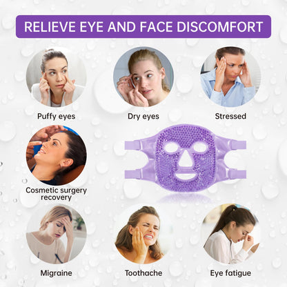 ZNÖCUETÖD Face Eye Mask Ice Pack for Reducing Puffiness, Bags Under Eyes, Puffy Dark Circles, Migraine,Hot/Cold Pack with Soft Plush Backing (Purple #22)
