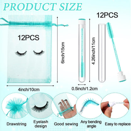 Zhehao 80 Pcs Lash Shampoo Bottle Brushes Kit 20 Foam Pump Dispensers 20 Lash Shampoo Brushes 20 Eyelash Aftercare Bag 20 Cleaning Pipes, Eyelash Extension Supplies(Green, Blue)