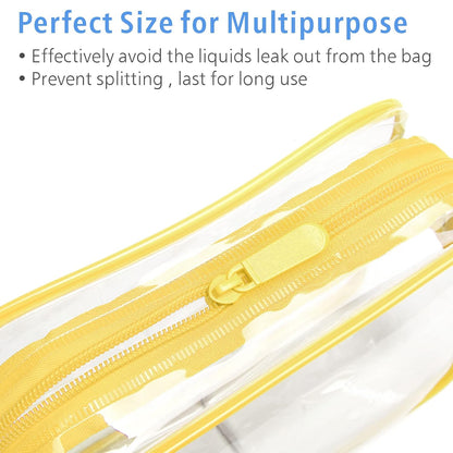 PACKISM Clear Toiletry Bag - 3 Pack TSA Approved Toiletry Bag Quart Size Bag, Travel Makeup Cosmetic Bag for Women Men, Carry on Airport Airline Compliant Bag, Yellow