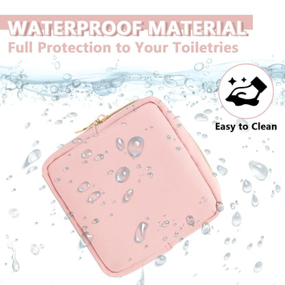 Mini Makeup Pouch for Purse, Small Cosmetic Bag Pouch Nylon Travel Toiletry Organizers Bag for Women Girls, Cute Zipper Coin Purse Preppy Storage Purse for School Work(Mini-Flamingo)