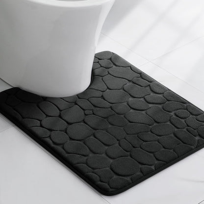 YIHOUSE Memory Foam Bath Mat Cobblestone Bathroom Rugs Super Water Absorbent Bath Mats for Bathroom Machine Washable Bath Rugs(20 x 24,Black)