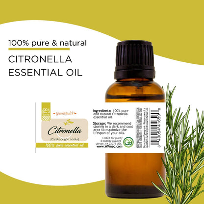 2 Bottles - 16 fl oz Citronella Essential Oil (100% Pure & Uncut), Aluminum Bottle - GreenHealth