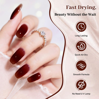 16.5ml Jelly Burgundy Nail Polish Large Volume Quick Dry Nail Polish, Long Lasting Shine, Fingernail Toenail Nail Art DIY Home Travel Nail Art Gift