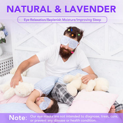 XPCARE 48 Pack Steam Eye Masks for Dry Eyes, Self Heated Steam Warm Eye Mask, Disposable Heated Eye Mask for Dark Circles, Puffy Eyes, Relief Stress Eye Fatigue（Lavender）