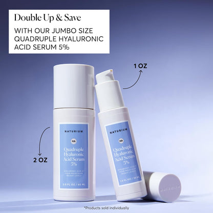 Naturium Quadruple Hyaluronic Acid Serum 5% Jumbo, Hydrating & Plumping Face Serum, Anti-Aging & Moisturizing Skin Care, Fragrance-Free, 2 oz