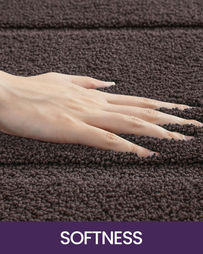 DEXI Bathroom Rugs 43x24, Washable Non Slip Bath Mat for Shower Floor, Absorbent Quick Dry Bathmat with Rubber Backing, Ultra Soft Plush Carpet for Tub, Brown