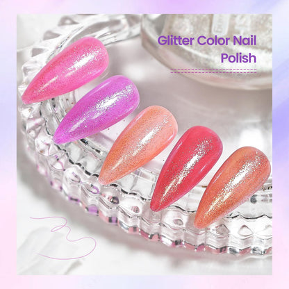 16.5ml Glitter Nail Polish, Shine Glitter Quick Dry, Natural Lustrous Enamel, Match Any Color for DIY Manicure & Pedicure