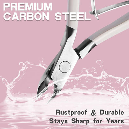 Kylara Cuticle Trimmer Set 3 in 1 - Cuticle Nipper,Pusher & Cutter,Professional Stainless Steel Manicure Pedicure Tools for Women,Gradient Pink Nail Care Kit for Home Salon & Nail Artists