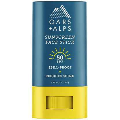 Oars + Alps Matte Face Sunscreen Stick, SPF 50 Travel Sunscreen Roll On for Face & Body, Fragrance Free, Water & Sweat Resistant Sunblock, All Skin Types, Dermatologist Tested, Moisturizing