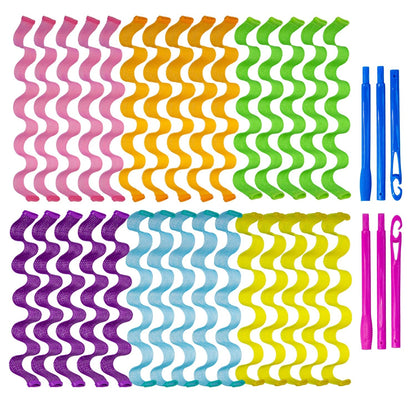 30pcs Wave Curlers Rollers Kit with Styling Hooks, Heatless Spiral Curls for Medium and Long Hair 17.8(45 cm)