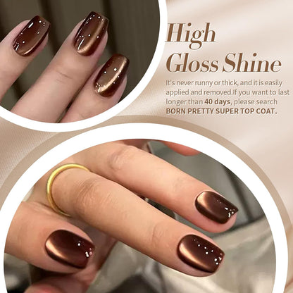 Born Pretty Cat Magnetic Eye Gel Nail Polish, Fall Winter Retro Cat Magnetic Gel, Pink Brown Blue Gray Green Magnetic Soak Off Nail Art Salon Manicure Home Gift 7ML 6PCS