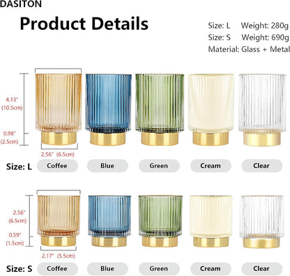 DASITON Makeup Brush holder Organizer,Crystal Cosmetic Makeup Brush Glass Brushes Storage Holder, Vintage Make Up Brush Cup Pen Pencil Holder striped vase(Green S)