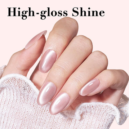 AZUREBEAUTY Cat Eye Nail Polish Quick Dry Nude Glitter Toe Nail Polish Natural Shine Nail Lacquer Salon-Quality for Women Girl Gifts