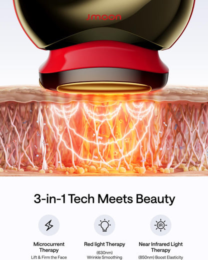 JMOON NouvelleSkin Facial Toning Device, FDA-Cleared Microcurrent Facial Device and Red Light Therapy for Face, 4 Modes & 5 Intensity Levels for Personalized Face Lift & Smoothing. M30U PR