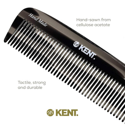 Kent 12T G Wide Tooth Detangling Comb - Handmade Pocket Comb for Thick, Curly, Wavy Hair - Large Tooth Hair and Beard Grooming Comb - Saw-Cut and Hand Polished