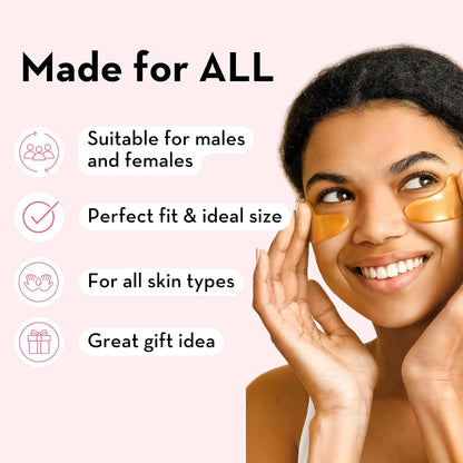 Elizabeth Mott Under Eye Patches with 24K Gold, Collagen, Niacinamide & Peptides - Hydrating & Brightening Eye Mask for Puffy Eyes and Wrinkles - Gifts for Women, Cruelty Free