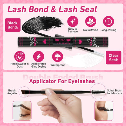 PROLASHBEAUTY Manga Lash Clusters Kit Anime Lash Clusters Volume Fairy Ultra-Thin Band Spike Lashes with Lash Bond and Seal Applictor Remover (Anime,10-16mix)